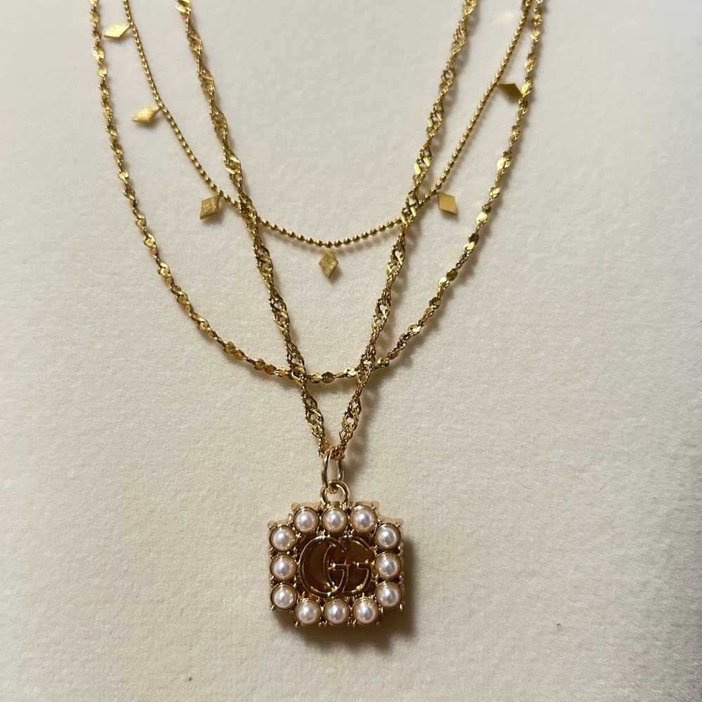 Upcycled Gucci Pendant Layered Necklace